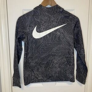 Nike Sweatshirt Boys Medium Dri Fit Logo Pullover‎ Hoodie Long Sleeve Black